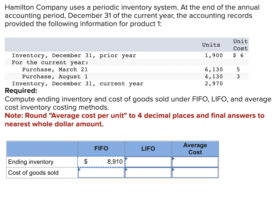 Solved Hamilton Company uses a periodic inventory system. At
