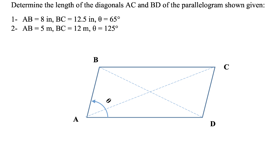Solved Determine the length of the diagonals AC and BD of | Chegg.com