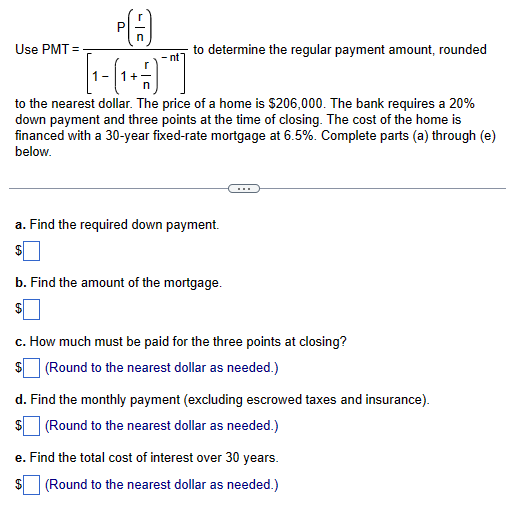 Solved Use PMT =[1−(1+nr)−nt]P(nr) to determine the regular | Chegg.com