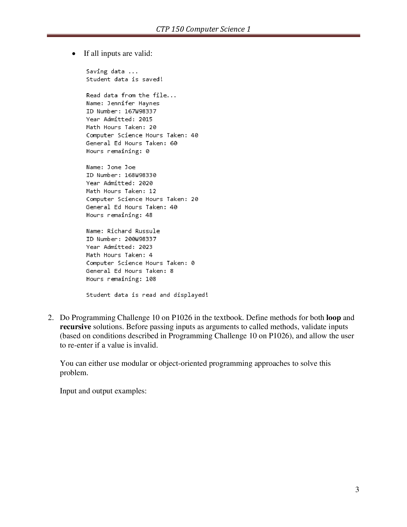 Solved Please do problem #2, please include java doc | Chegg.com