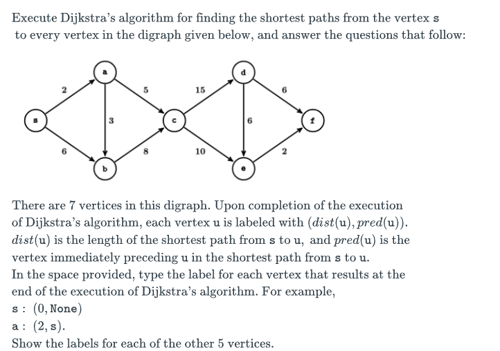Solved Execute Dijkstra's algorithm for finding the shortest | Chegg.com