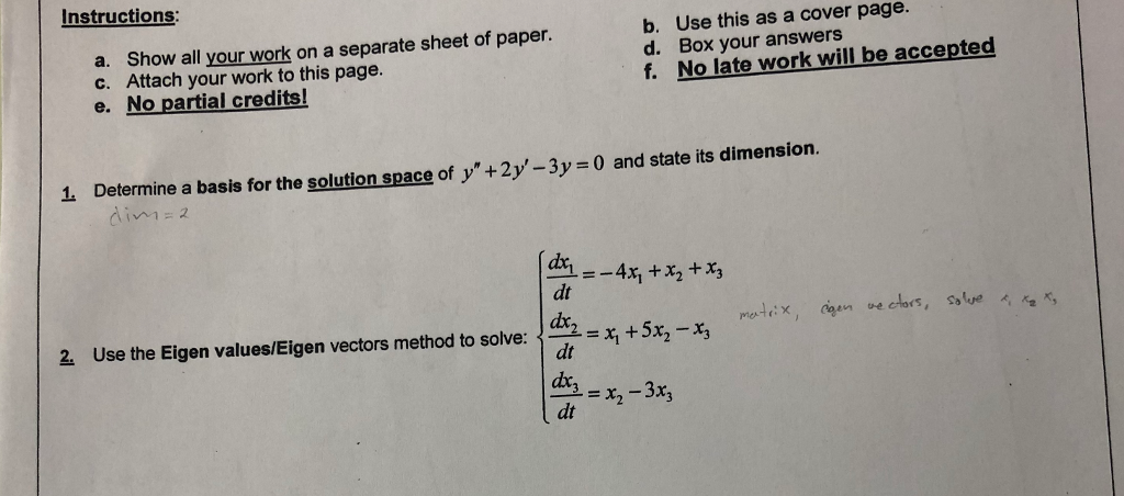 Solved Instructions a. Show all your work on a separate | Chegg.com