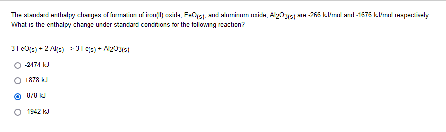 Solved The standard enthalpy changes of formation of | Chegg.com