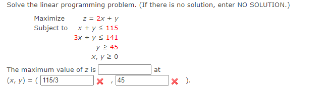 Solved Solve the linear programming problem. (If there is no | Chegg.com