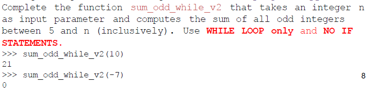 Solved Complete the function sum odd while v2 that takes an | Chegg.com