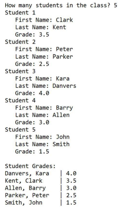 Solved Create a program that can correctly sort a class list | Chegg.com