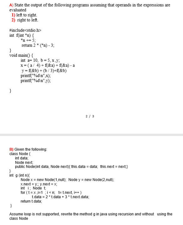 Solved A) State the output of the following programs | Chegg.com
