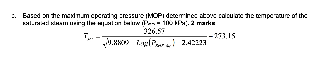 Solved atm = b. Based on the maximum operating pressure | Chegg.com