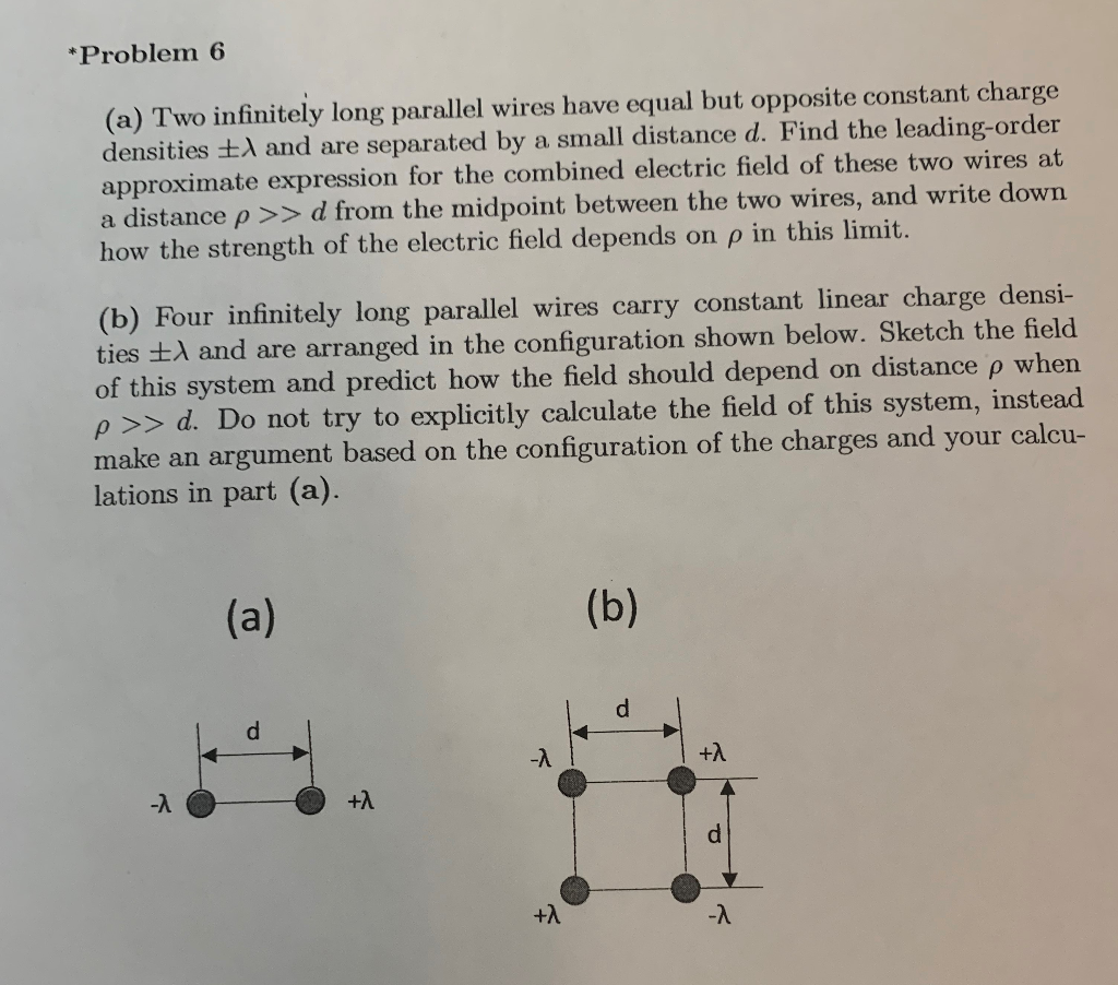 Solved *Problem 6 (a) Two infinitely long parallel wires | Chegg.com