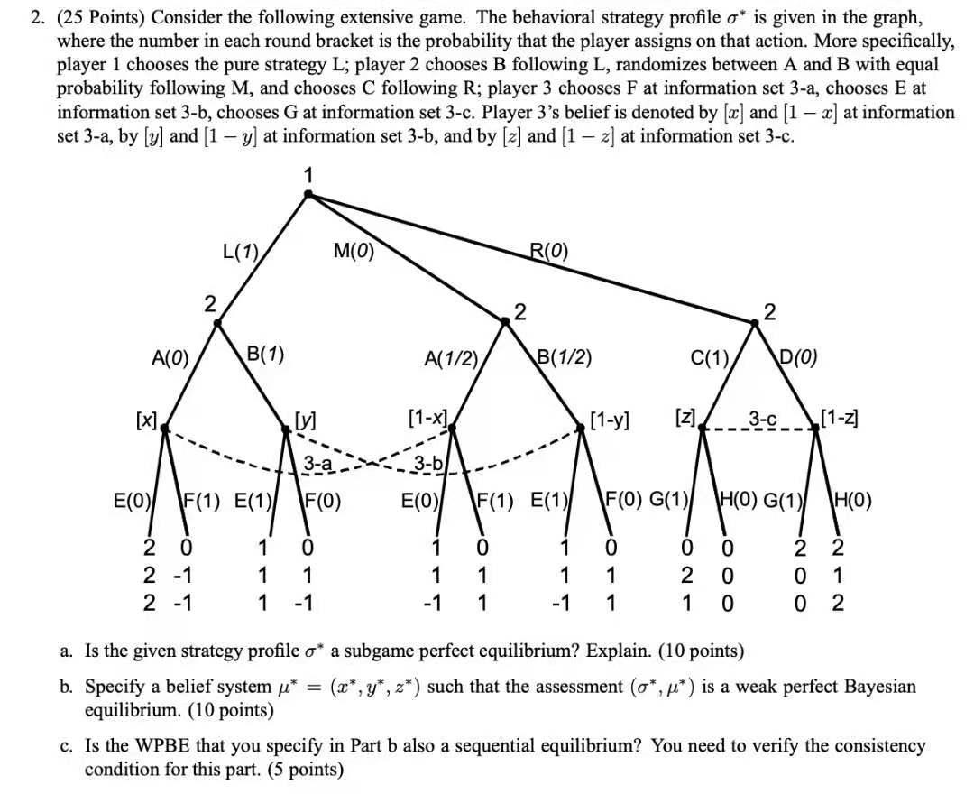 2 25 Points Consider The Following Extensive Ga Chegg Com