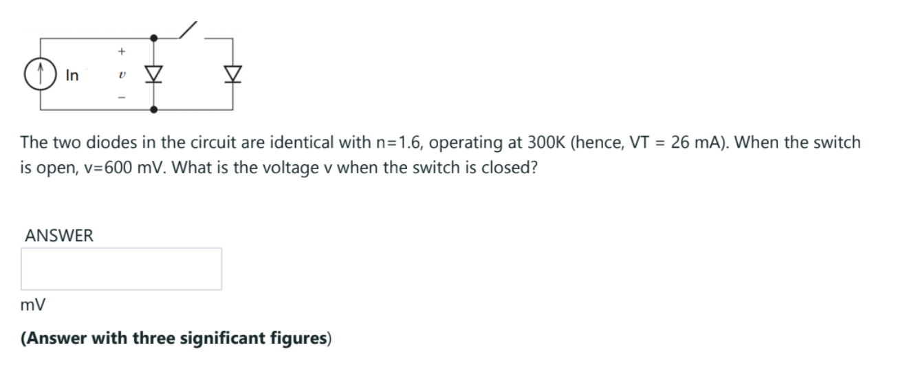 Solved In Y The Two Diodes In The Circuit Are Identical W Chegg Com