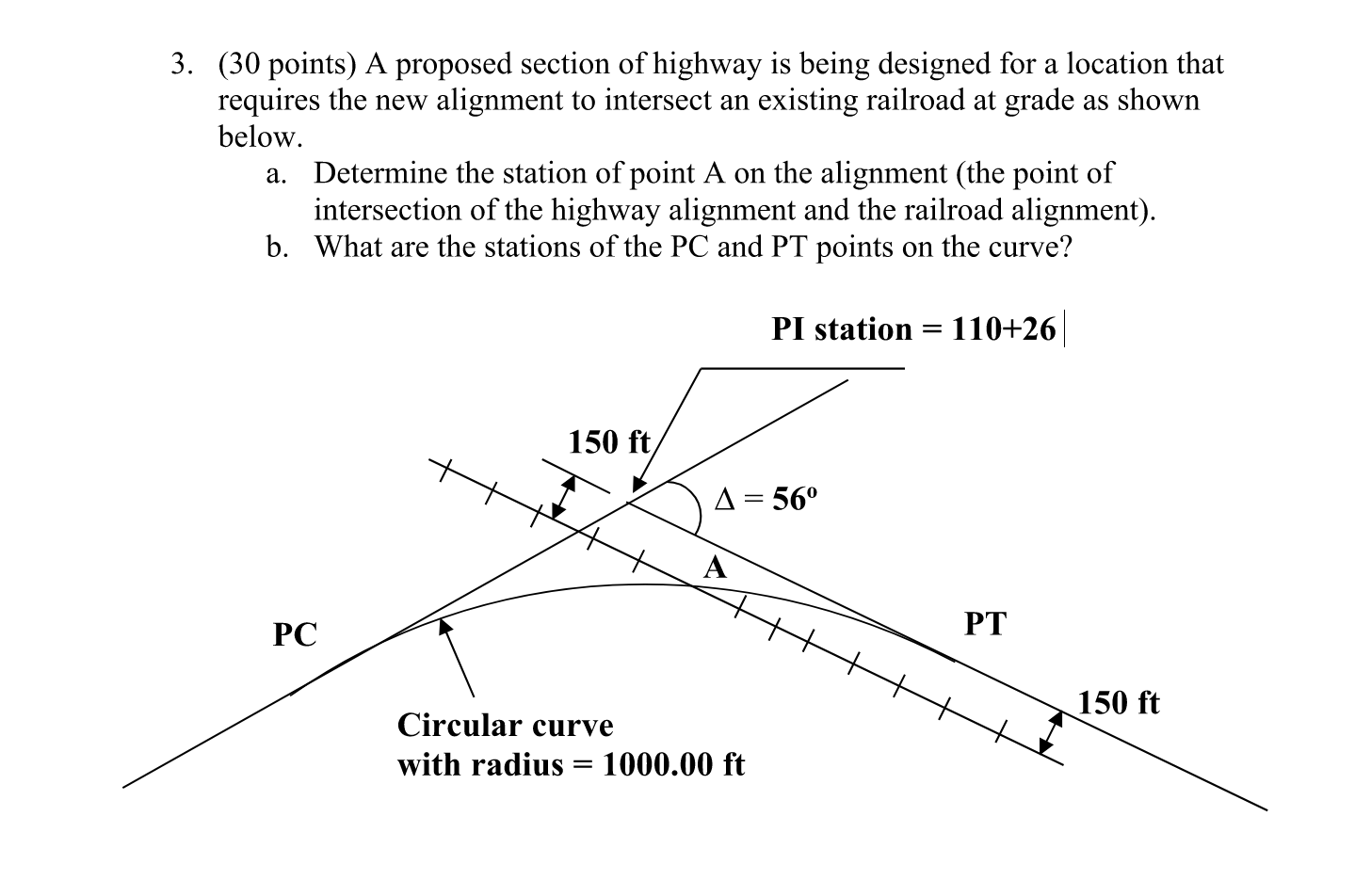 Solved 3. (30 points) A proposed section of highway is being | Chegg.com