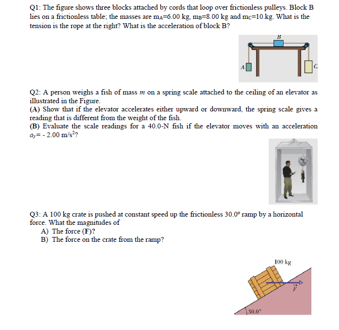 Solved Q1: The Figure Shows Three Blocks Attached By Cords | Chegg.com