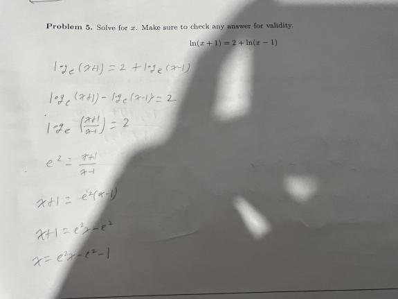 Solved Problem 5. Solve for x. Make sure to check atry | Chegg.com