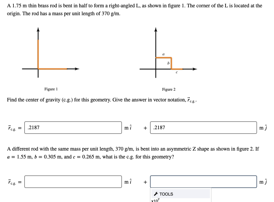 Solved A 1.75 m thin brass rod is bent in half to form a