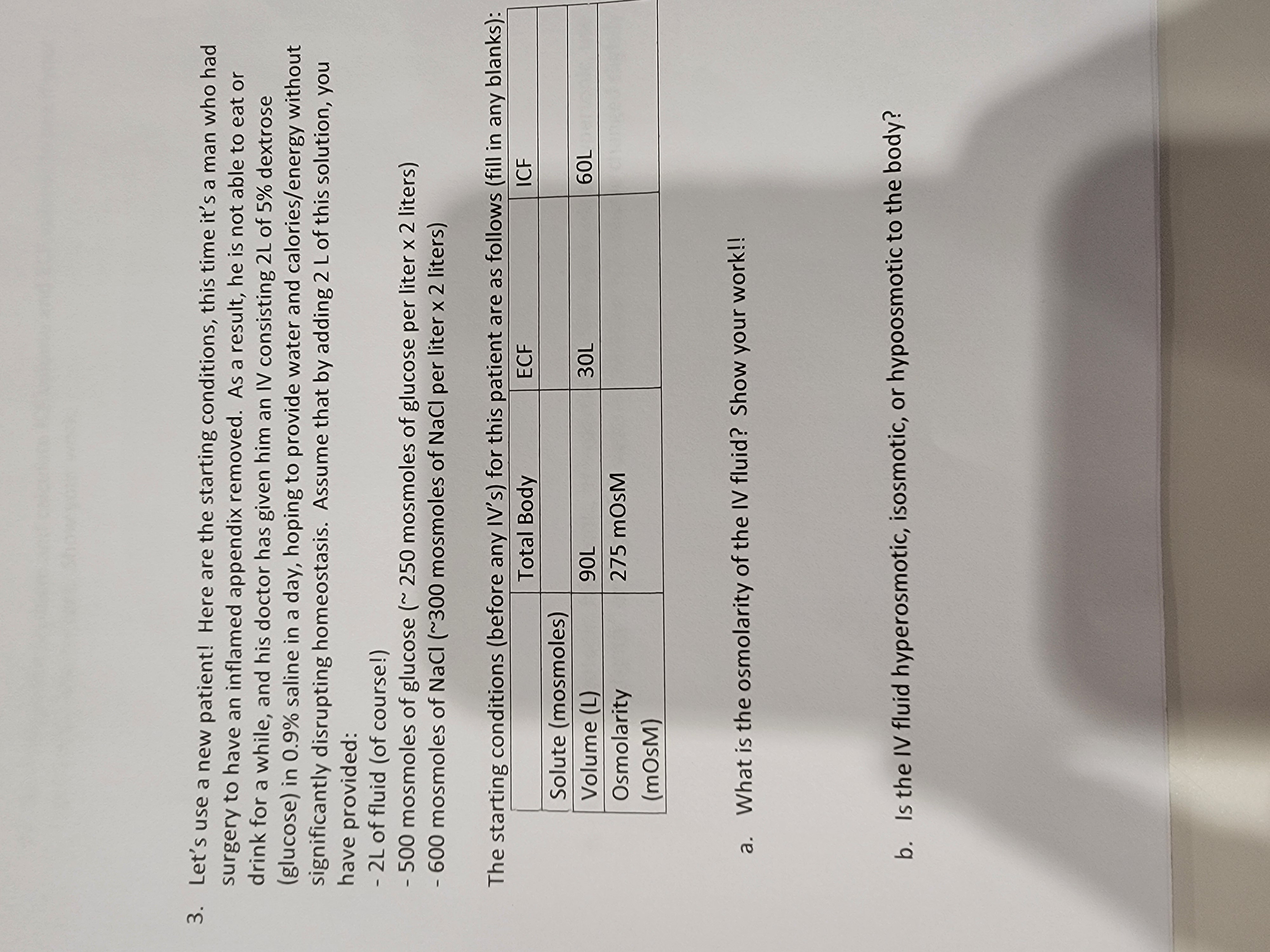 Solved a. ﻿What is the osmolarity of the IV fluid? Show your