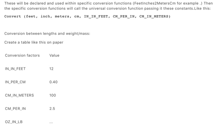 Solved Unit Conversion Project Description: Rather than | Chegg.com