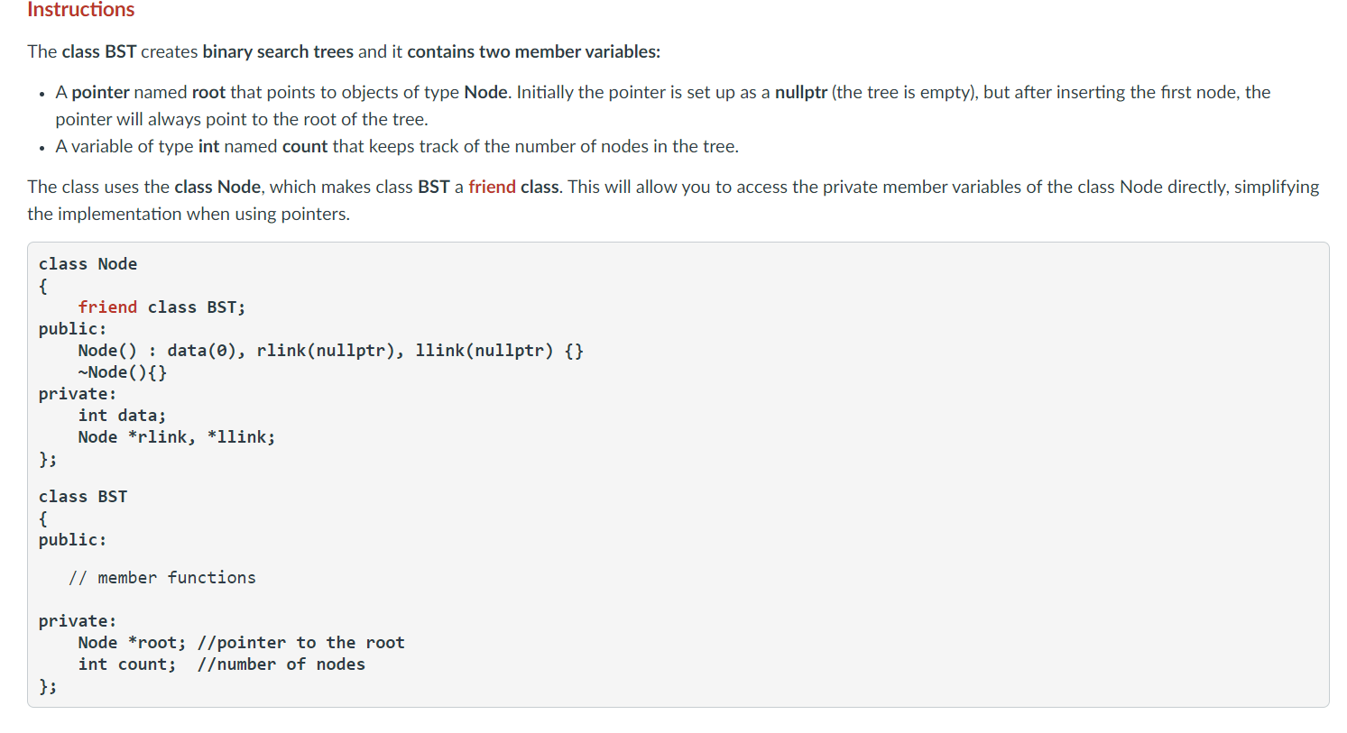 Solved Instructions The class BST creates binary search | Chegg.com