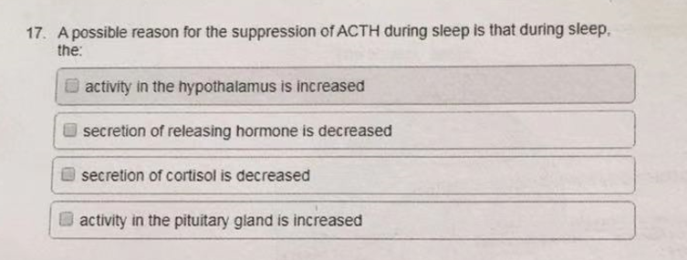Solved 17. A possible reason for the suppression of ACTH | Chegg.com