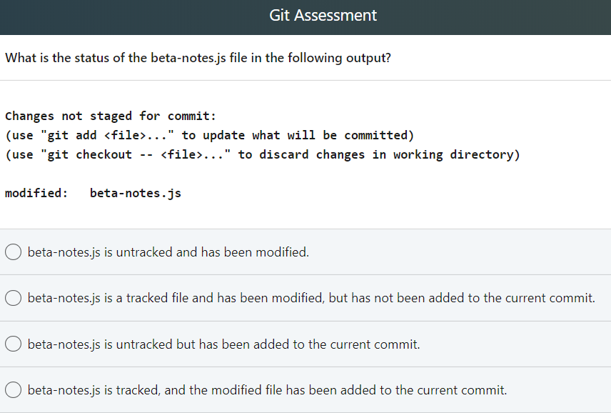 Solved Git Assessment Where Are Files Stored Before They Are | Chegg.Com