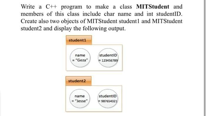 Solved Write a CH program to make a class MITStudent and | Chegg.com