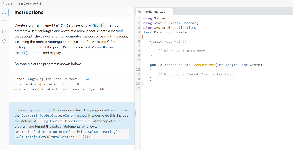 Solved Programming Exercise 7-2 LI Instructions E L Create a | Chegg.com