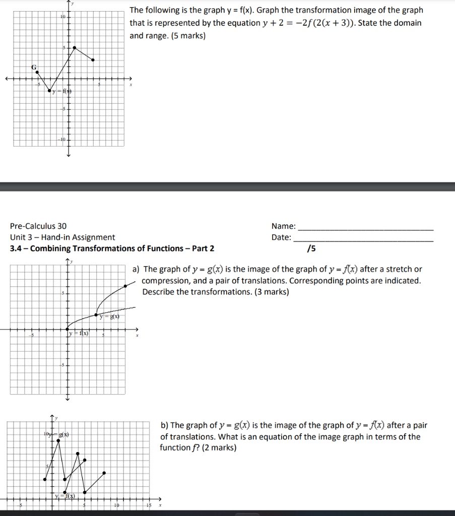 Solved re following is the graph y=f(x). Graph the | Chegg.com