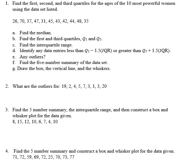 Solved Find The First, Second, And Third Quartiles For The | Chegg.com