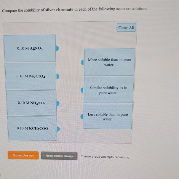 Solved Compare the solubility of silver chromate in each of