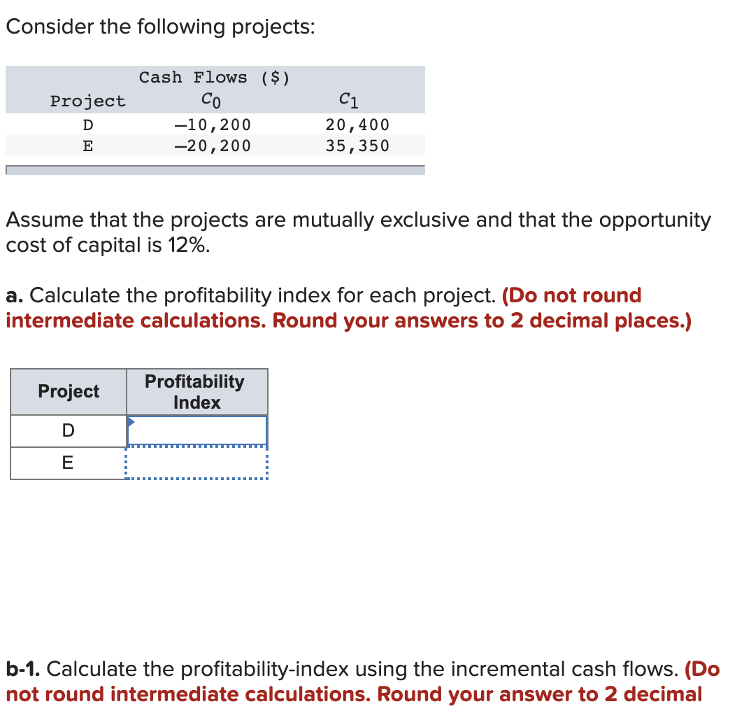 Solved Consider the following projects: Project Cash Flows | Chegg.com