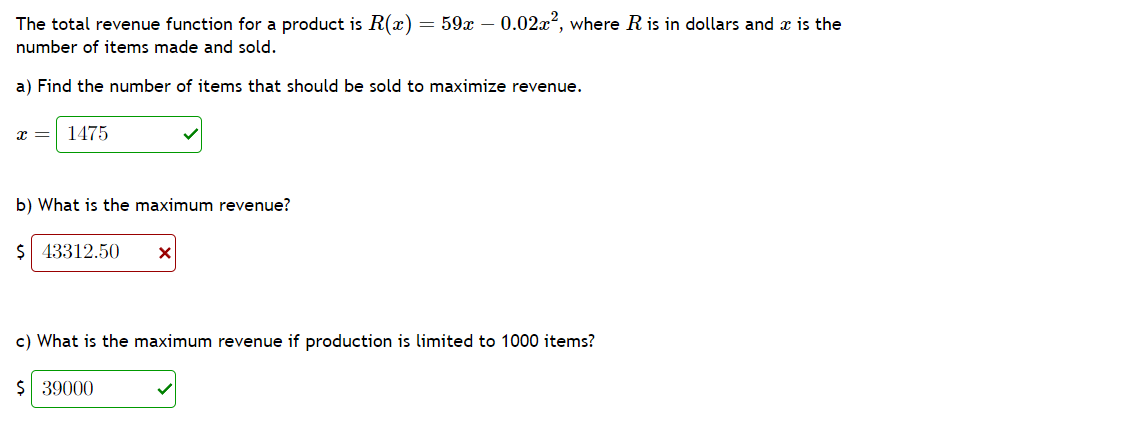 Solved The total revenue function for a product is | Chegg.com