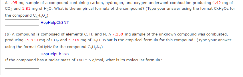 Solved A 1.95mg sample of a compound containing carbon, | Chegg.com