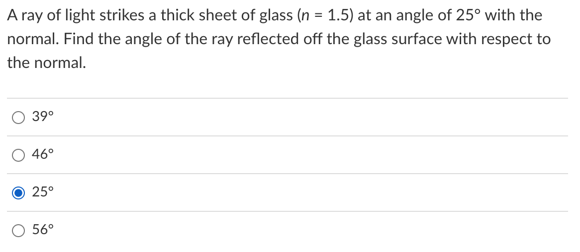 Solved A ray of light strikes a thick sheet of glass (n=1.5)