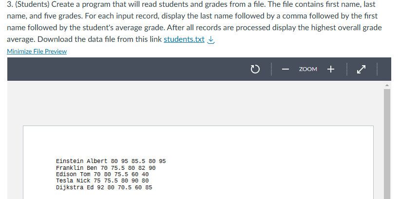 Solved by an EXPERT In C++ ﻿create a program that will read students ...