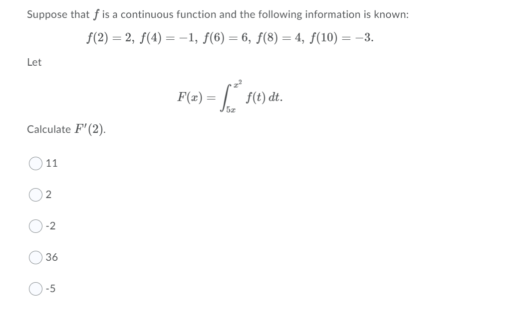 Solved Suppose That F Is A Continuous Function And The | Chegg.com