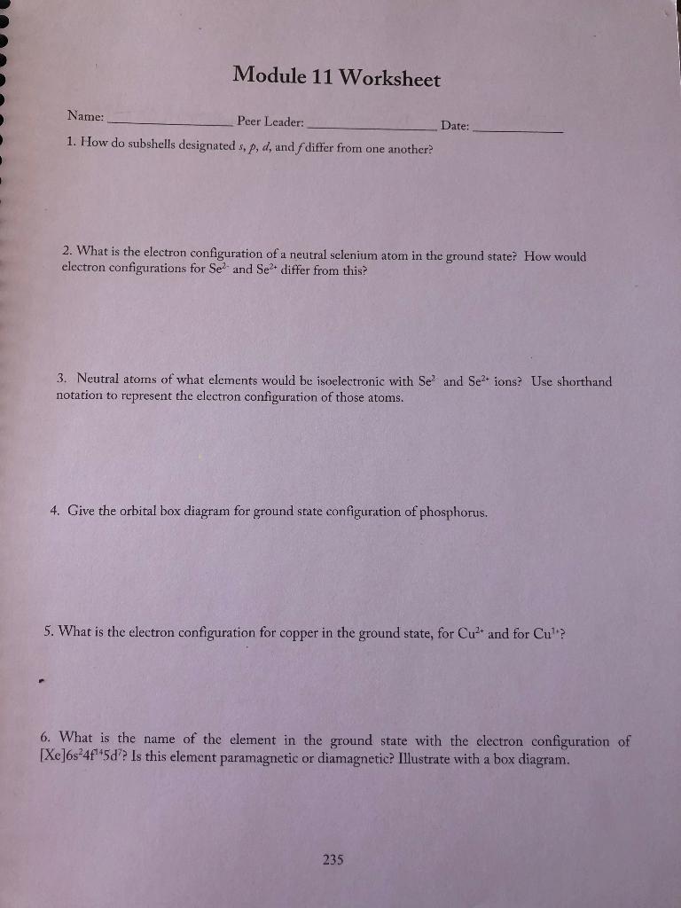 Solved Module 11 Worksheet Name Peer Leader 1 How Do S Chegg Com