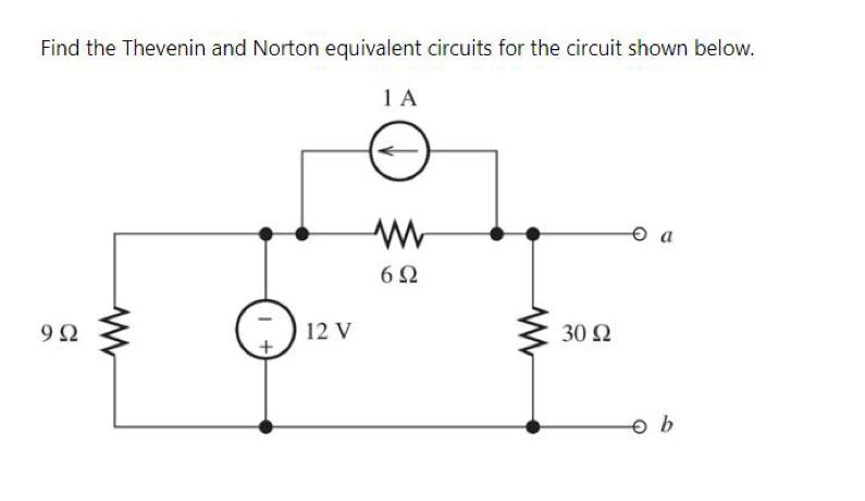 Solved Find The Thevenin And Norton Equivalent Circuits For | Chegg.com