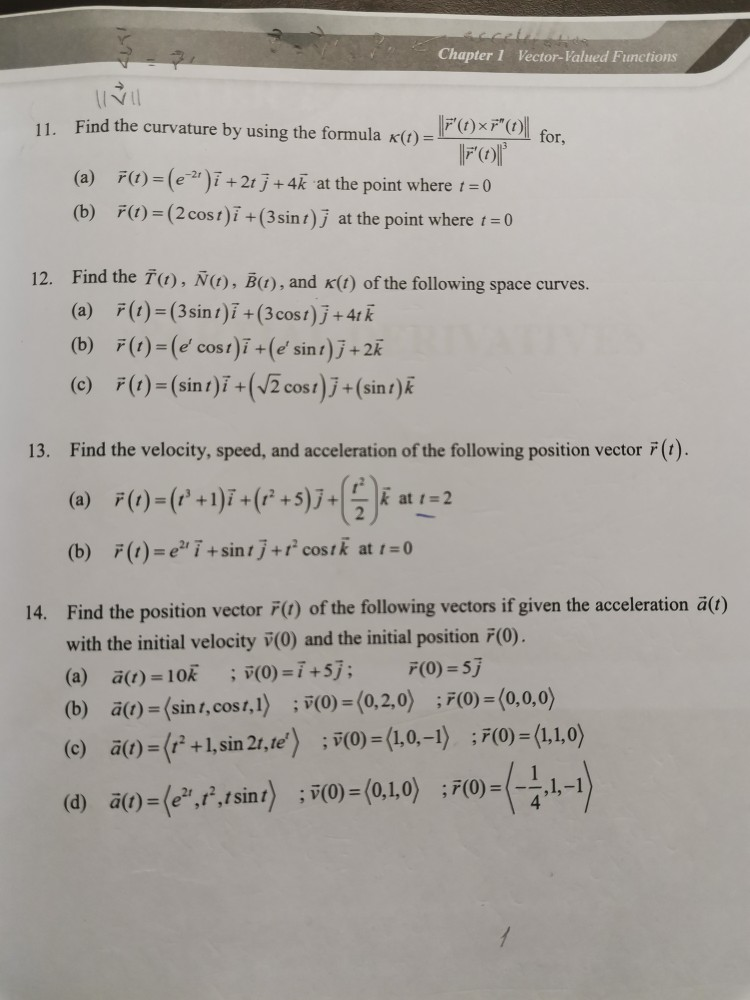 Solved Chapter 1 Vector Valued Functions Livu 11 F Chegg Com