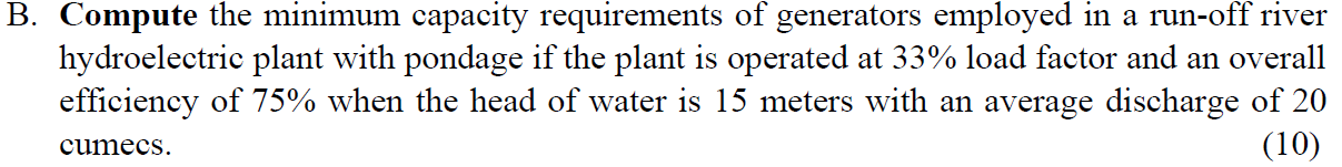 Solved B. Compute the minimum capacity requirements of | Chegg.com