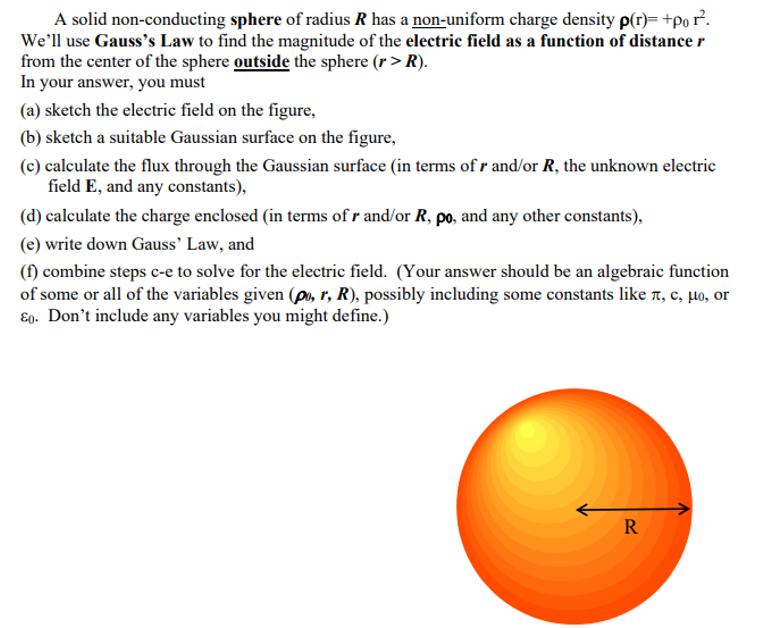 Solved A solid non-conducting sphere of radius R has a | Chegg.com
