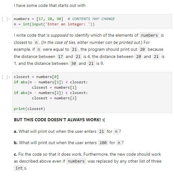 Solved I have some code that starts out with numbers | Chegg.com