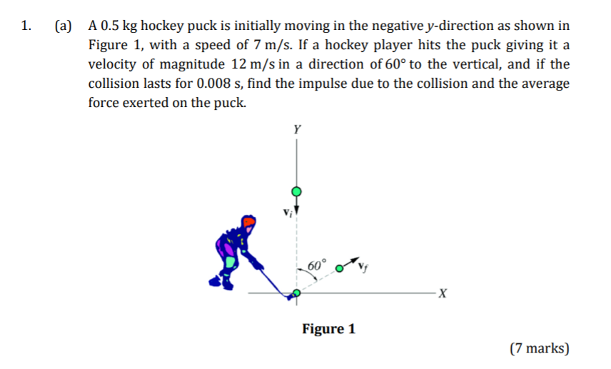 Solved 1. (a) A 0.5 kg hockey puck is initially moving in