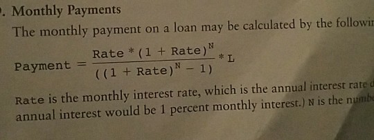 Rate is the monthly interest rate, which is the | Chegg.com