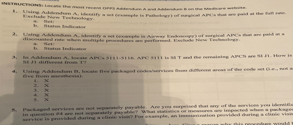 Solved INSTRUCTIONS: Locate The Most Recent OPPS Addendum A | Chegg.com