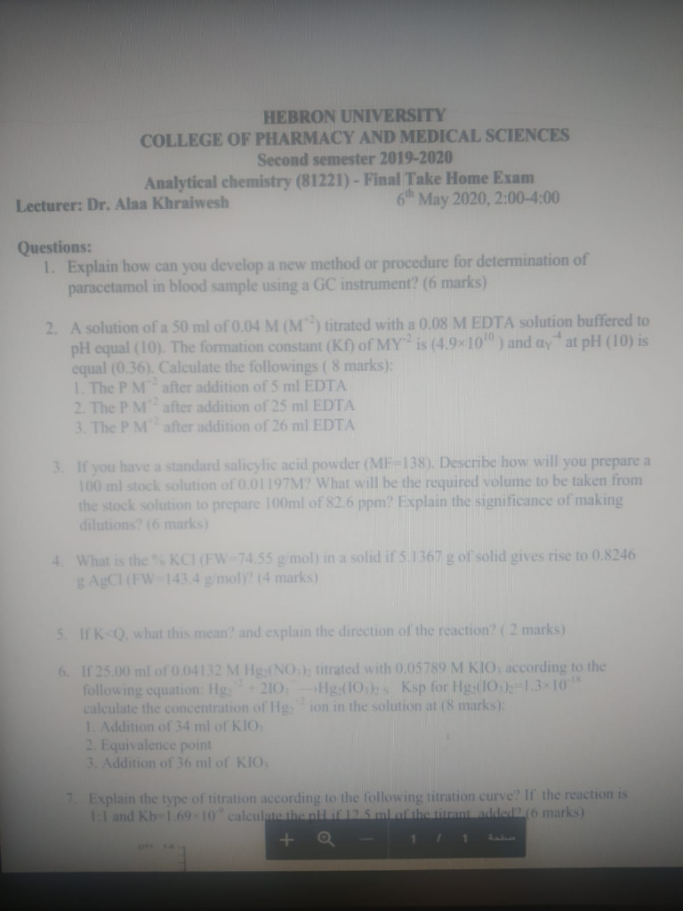 HEBRON UNIVERSITY COLLEGE OF PHARMACY AND MEDICAL