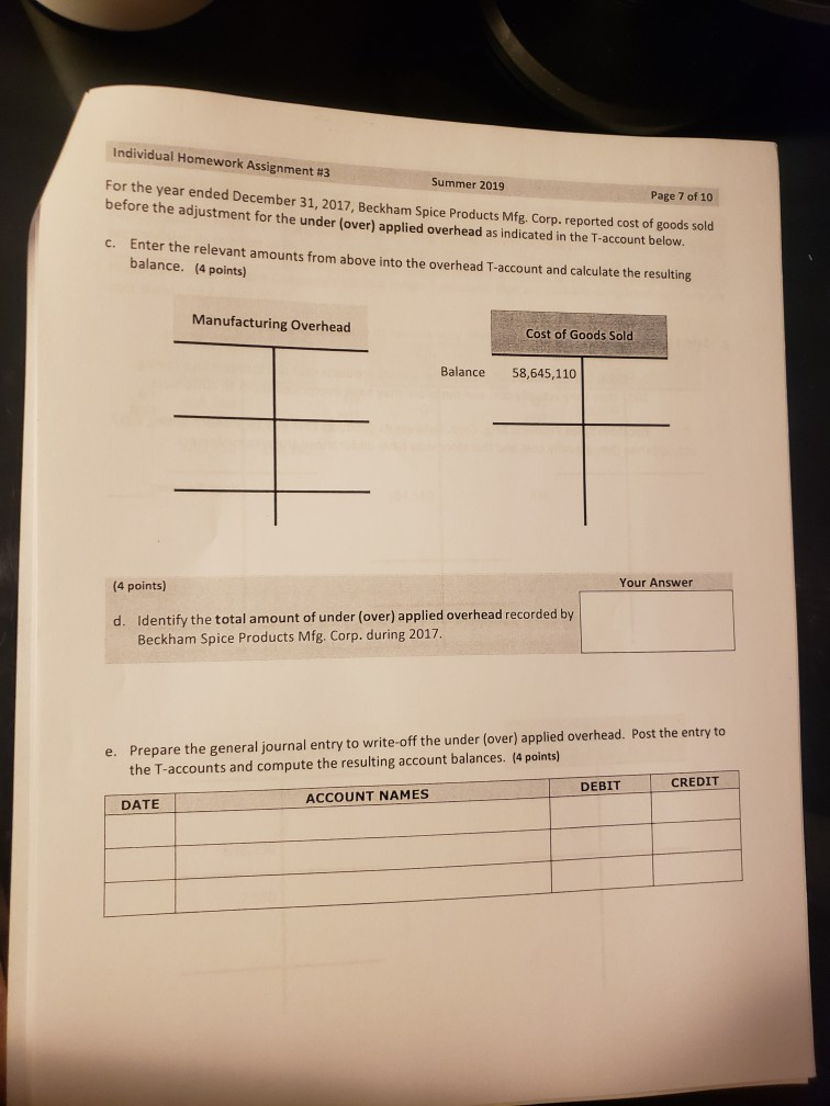 Solved Individual Homework Assignment #3 Summer 2019 Page 2 | Chegg.com