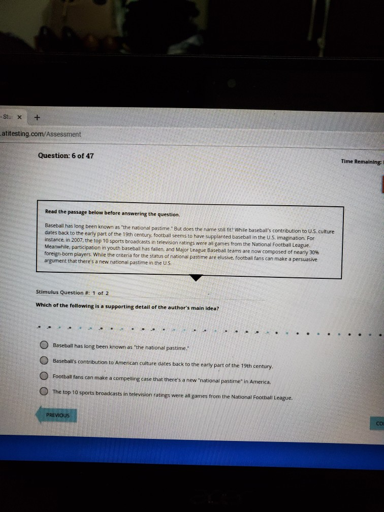 Solved: ATI TEAS READING- Stur x + t.atitesting.com/Assess