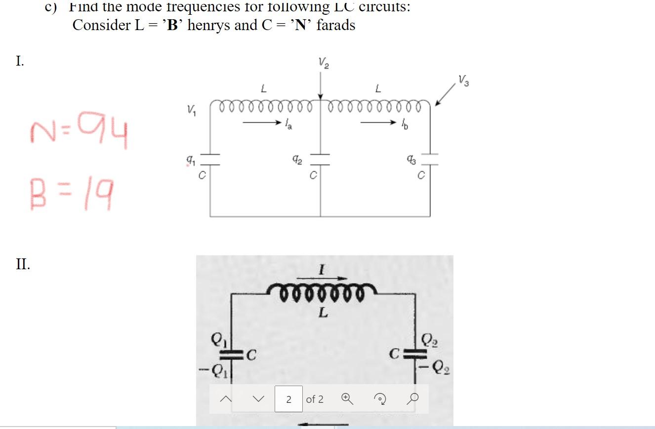 C Find The Mode Frequencies For Following Lc Chegg Com