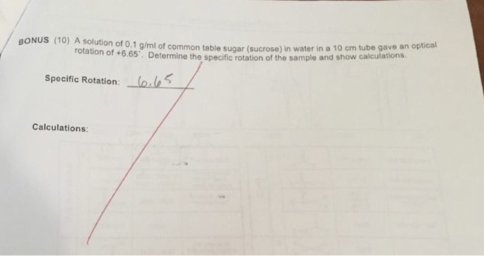 Solved (10) A solution of 0.1 g/ml of common table sugar | Chegg.com