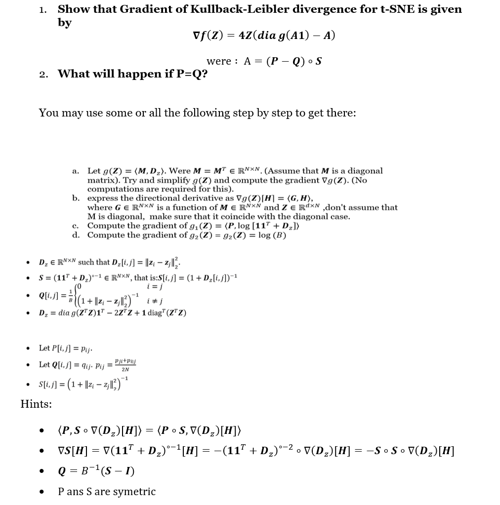 Solved 1 Show That Gradient Of Kullback Leibler Divergence Chegg Com